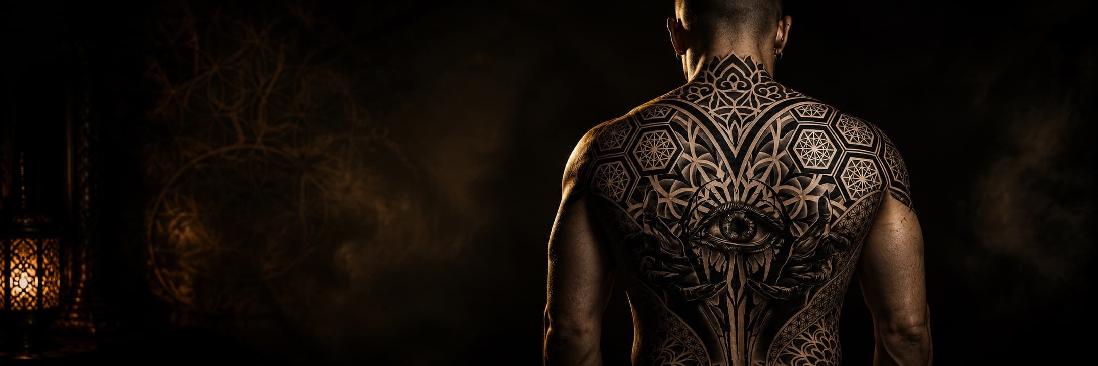 Large-scale mandala tattoo with radial symmetry and precise dotwork at Bloodline Tattoo Bangkok